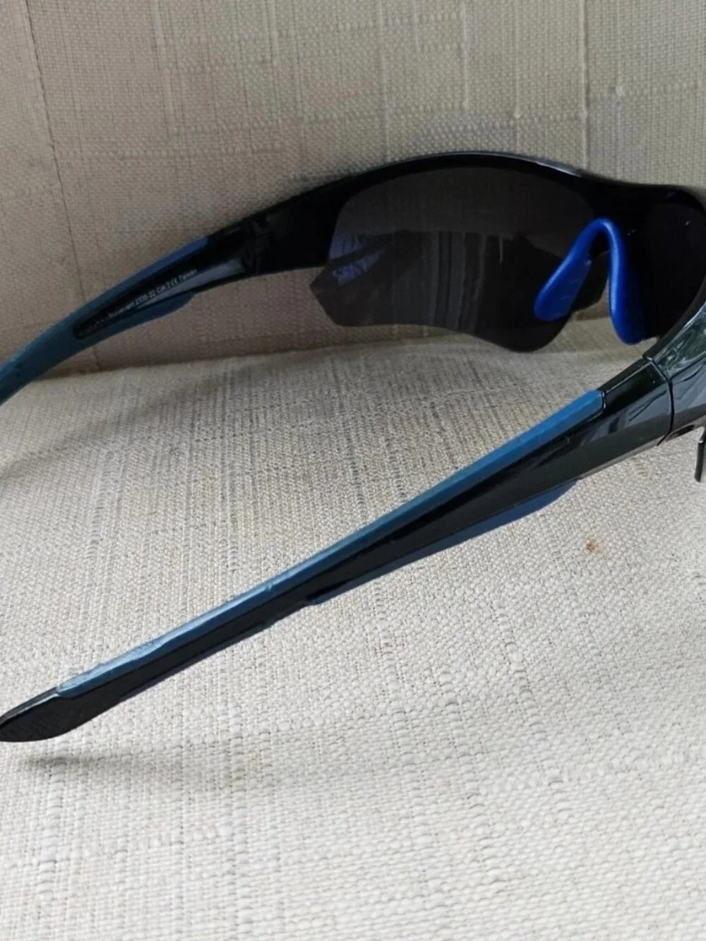 NYS city Men Sunglasses Black Wrap Sport Eyewear Shades Blue Mirror Lenses